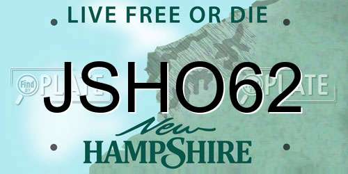 JSHO62 New Hampshire License Plate
