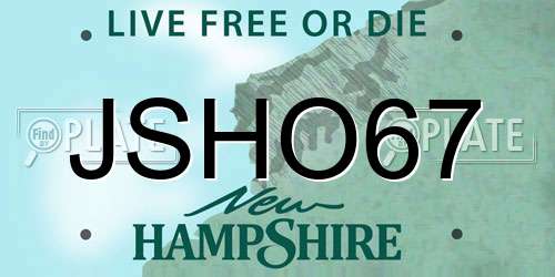 JSHO67 New Hampshire License Plate