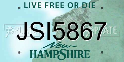 JSI5867 New Hampshire License Plate