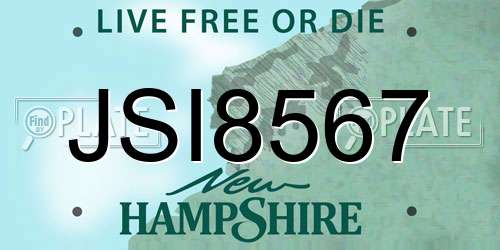 JSI8567 New Hampshire License Plate