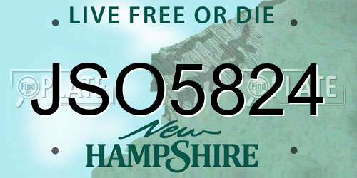 JSO5824 New Hampshire License Plate