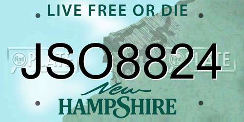 JSO8824 New Hampshire License Plate