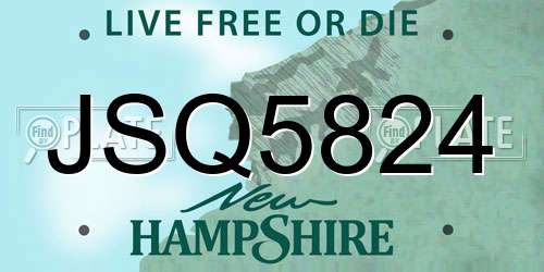 JSQ5824 New Hampshire License Plate