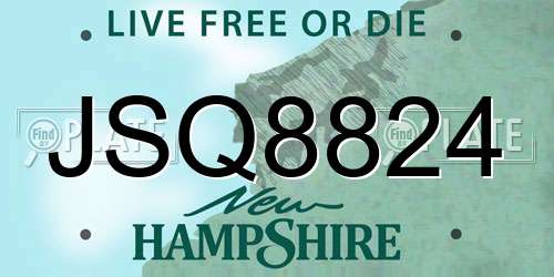 JSQ8824 New Hampshire License Plate