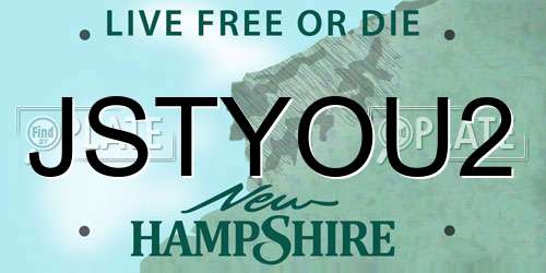 JSTYOU2 New Hampshire License Plate