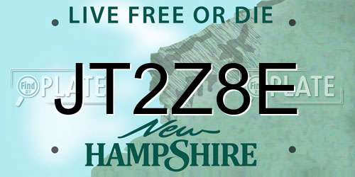 JT2Z8E New Hampshire License Plate