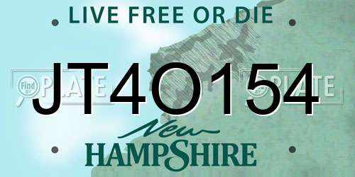 JT4O154 New Hampshire License Plate