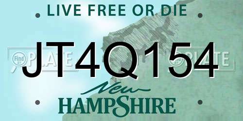 JT4Q154 New Hampshire License Plate