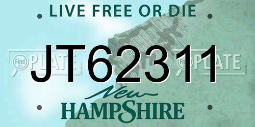 JT62311 New Hampshire License Plate