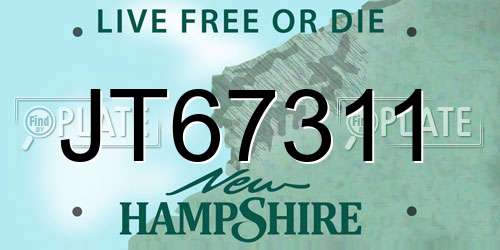 JT67311 New Hampshire License Plate