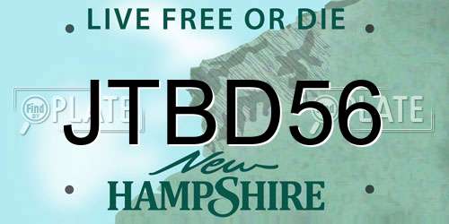 JTBD56 New Hampshire License Plate