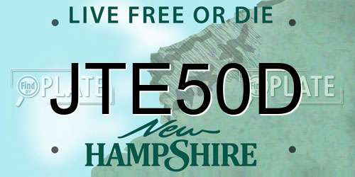 JTE50D New Hampshire License Plate