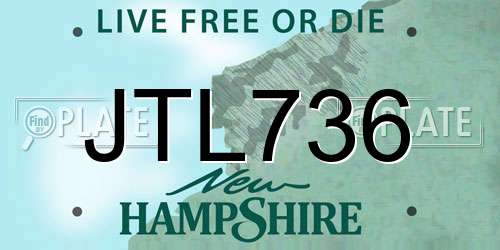 JTL736 New Hampshire License Plate