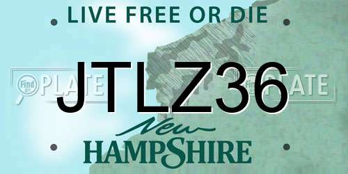 JTLZ36 New Hampshire License Plate