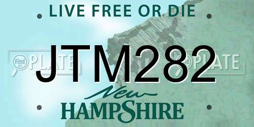 JTM282 New Hampshire License Plate