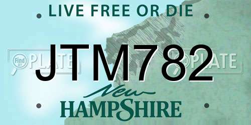 JTM782 New Hampshire License Plate