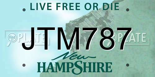 JTM787 New Hampshire License Plate