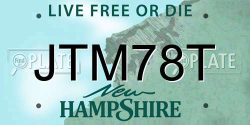 JTM78T New Hampshire License Plate