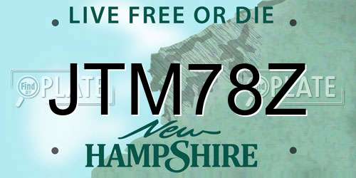 JTM78Z New Hampshire License Plate