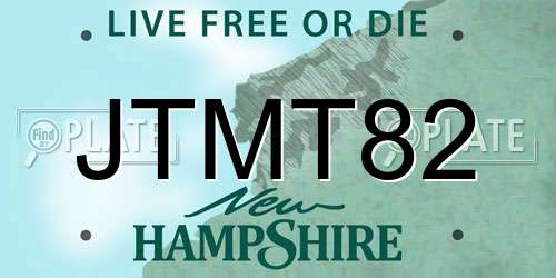 JTMT82 New Hampshire License Plate