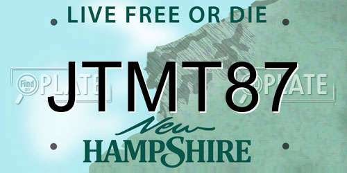 JTMT87 New Hampshire License Plate