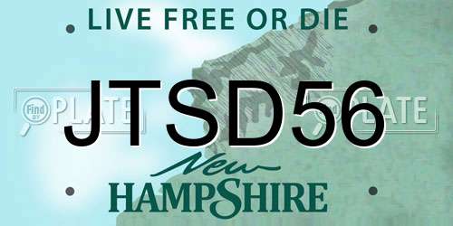 JTSD56 New Hampshire License Plate