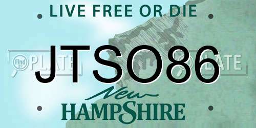 JTSO86 New Hampshire License Plate