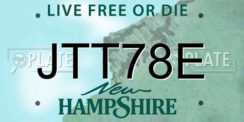JTT78E New Hampshire License Plate