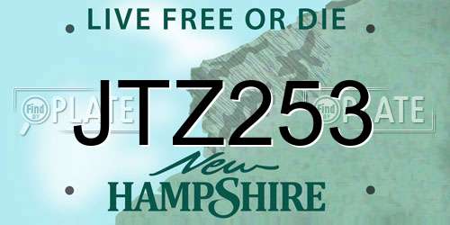 JTZ253 New Hampshire License Plate
