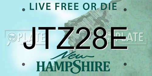 JTZ28E New Hampshire License Plate