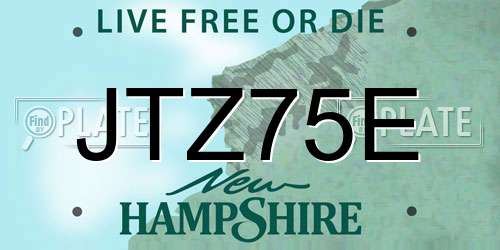 JTZ75E New Hampshire License Plate