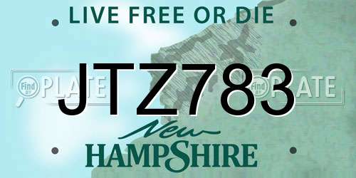 JTZ783 New Hampshire License Plate