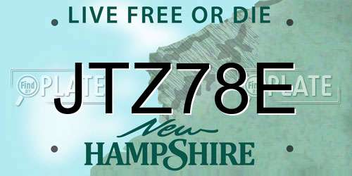 JTZ78E New Hampshire License Plate