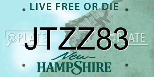 JTZZ83 New Hampshire License Plate