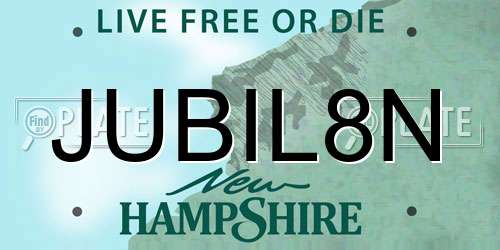 JUBIL8N New Hampshire License Plate