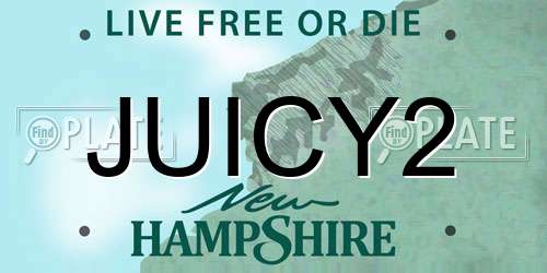 JUICY2 New Hampshire License Plate
