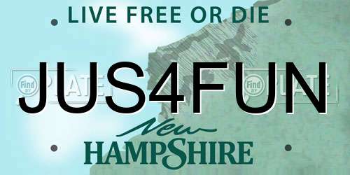 JUS4FUN New Hampshire License Plate