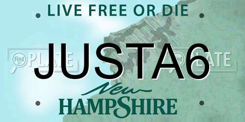 JUSTA6 New Hampshire License Plate