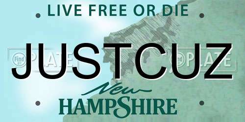 JUSTCUZ New Hampshire License Plate