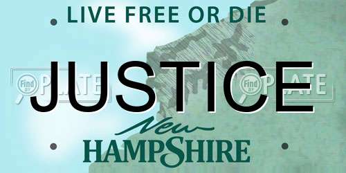 JUSTICE New Hampshire License Plate