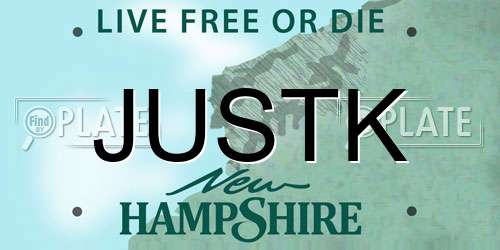 JUSTK New Hampshire License Plate