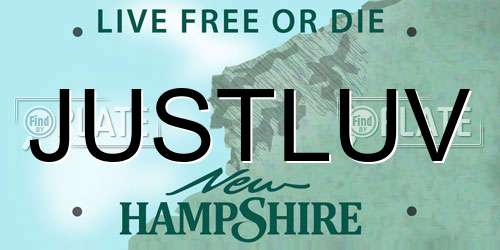 JUSTLUV New Hampshire License Plate