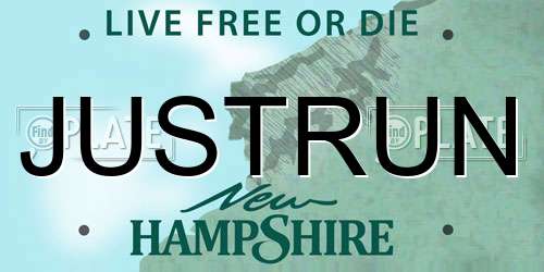 JUSTRUN New Hampshire License Plate