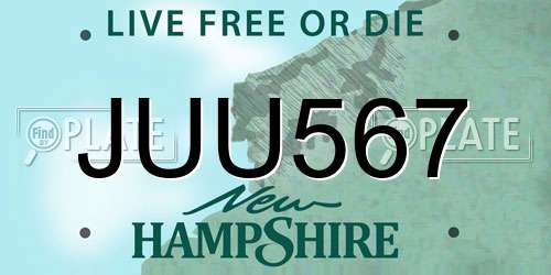 JUU567 New Hampshire License Plate
