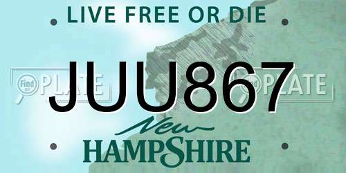 JUU867 New Hampshire License Plate