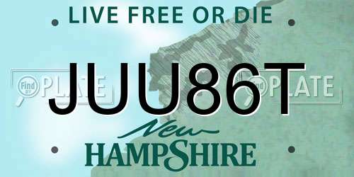 JUU86T New Hampshire License Plate