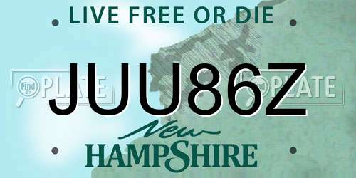 JUU86Z New Hampshire License Plate