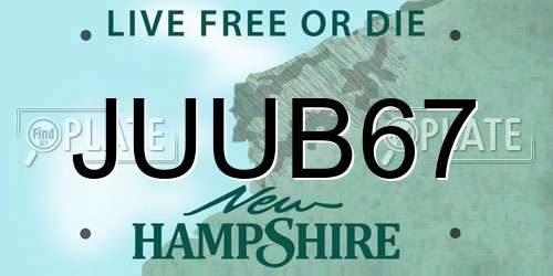 JUUB67 New Hampshire License Plate