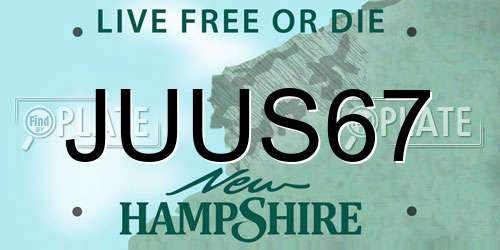 JUUS67 New Hampshire License Plate
