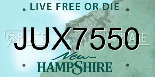 JUX7550 New Hampshire License Plate